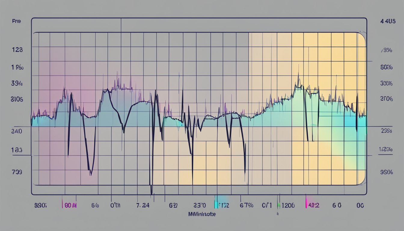 A heart rate monitor displays a steady pulse within the normal range, with a graph showing consistent beats per minute