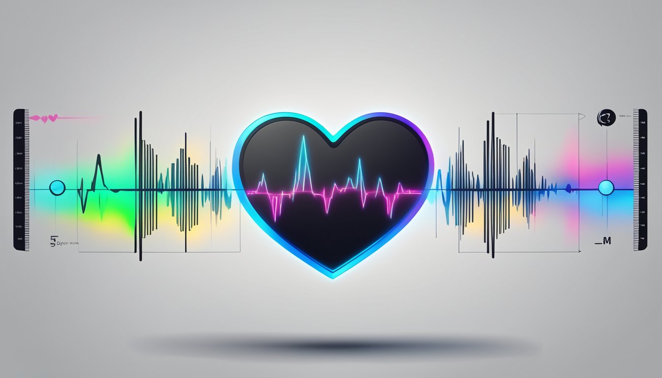 A heart rate monitor displaying a fluctuating range of beats per minute