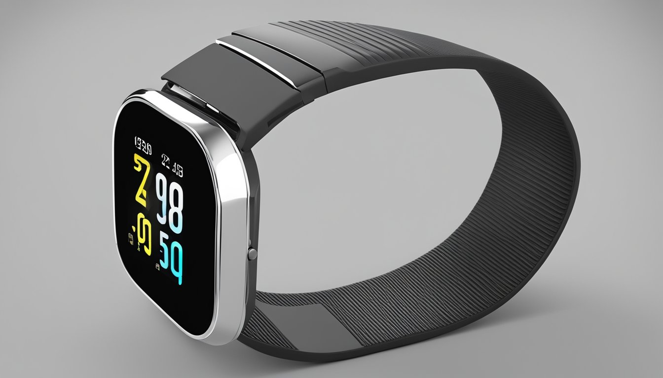 A sleek, modern wristwatch displays a clear digital readout of heart rate data. The soft, flexible band ensures a snug, comfortable fit for the wearer