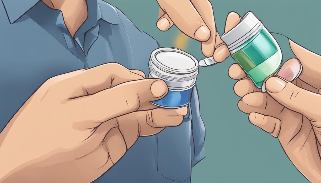 A person taking medication for indigestion or heart attack