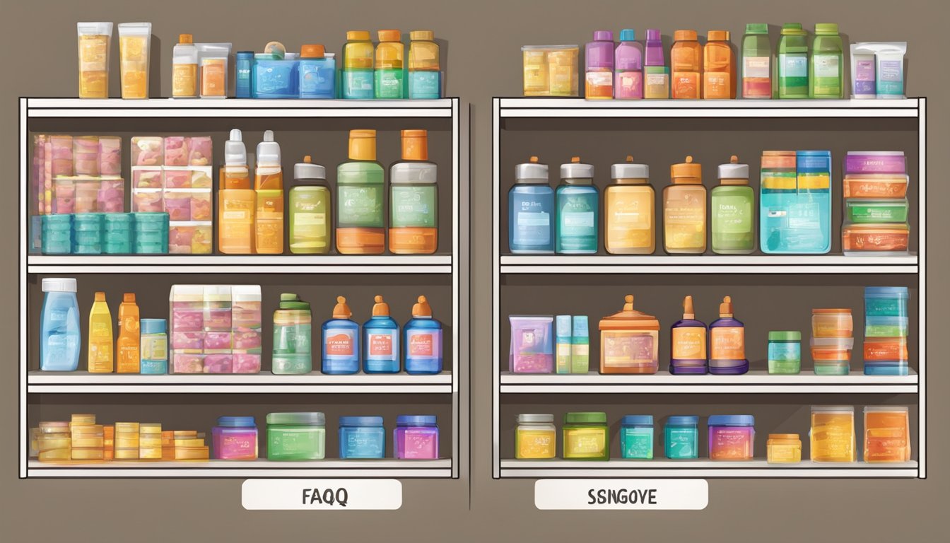 FAQ shelves in Singapore, neatly organized, with various products and clear labeling