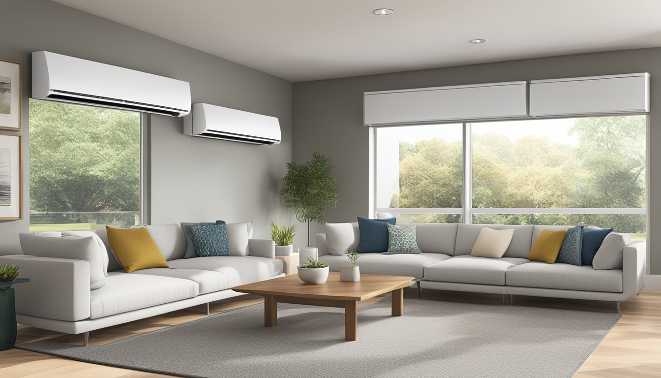 The Mitsubishi System 3 features a sleek, modern design with three indoor units connected to a single outdoor unit. The system offers advanced cooling and heating capabilities, with easy-to-use controls for personalized comfort