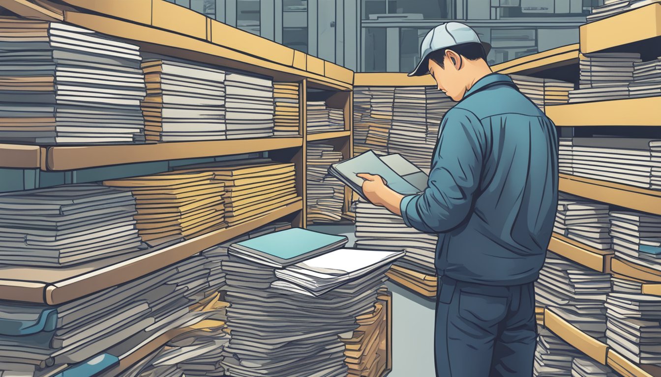 A person carefully examines various notebook suppliers in Singapore