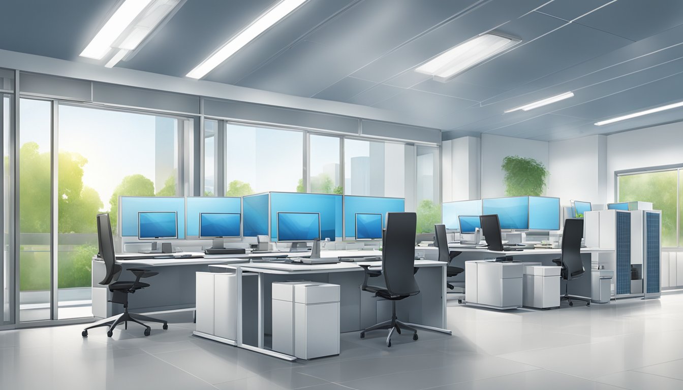 A modern office with Daikin air conditioning units installed, showing comfortable and efficient cooling