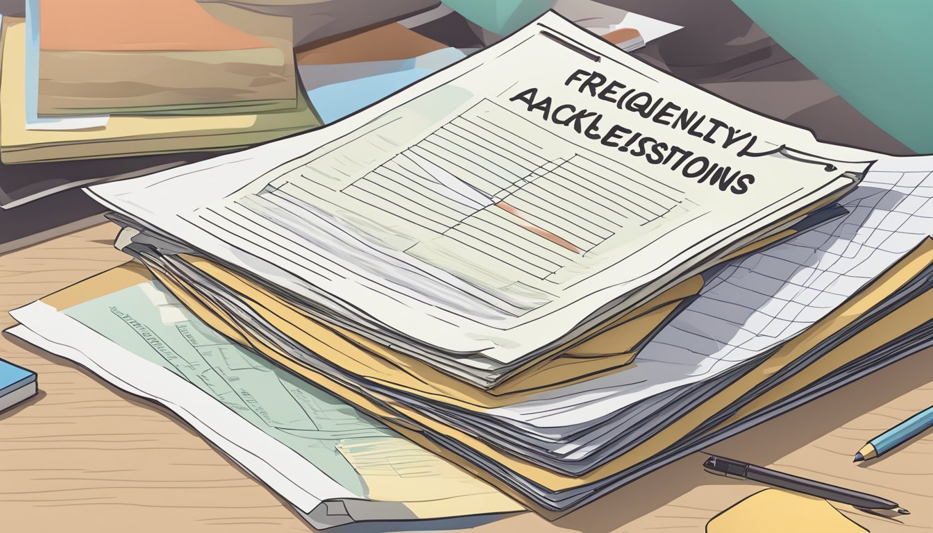 A stack of papers labeled "Frequently Asked Questions" on congestive heart failure and insomnia