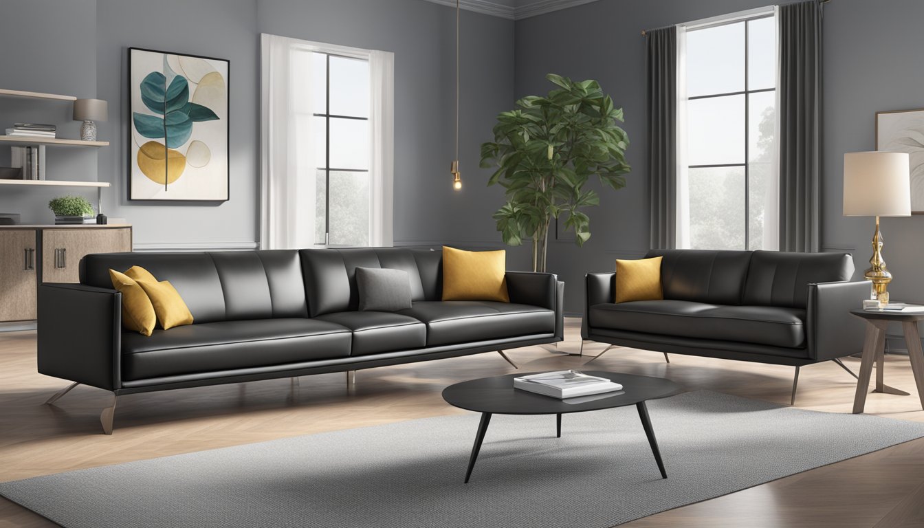 A sleek sofa and stylish jacket made of faux leather, showcasing its versatility in fashion and furniture