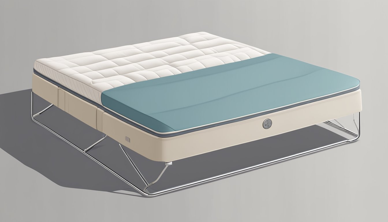 A foldable mattress in a modern, minimalist room with clean lines and neutral colors, showcasing its practicality and versatility