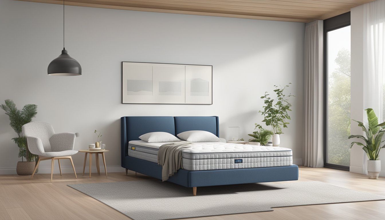 A super single mattress, 48 inches wide and 84 inches long, sits against a plain white wall in a simple bedroom setting