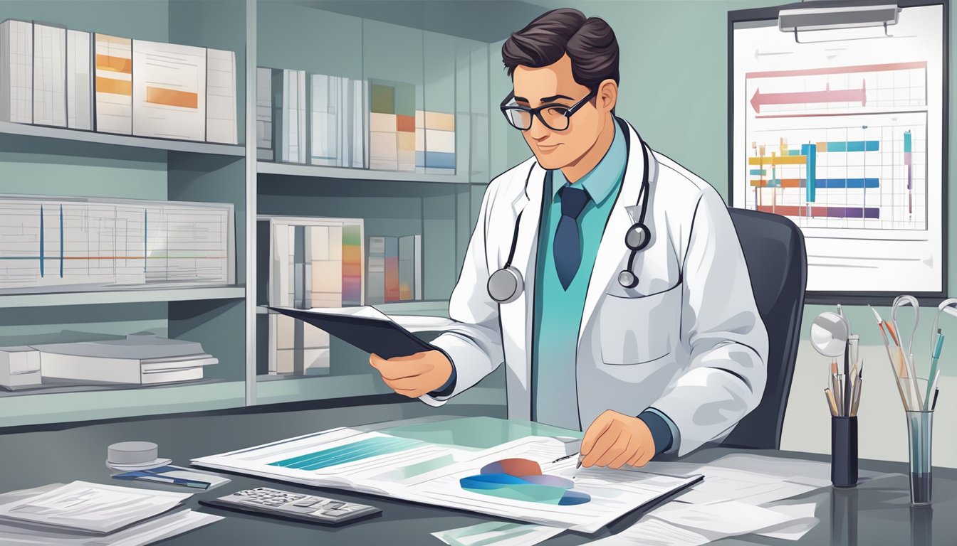 A doctor reviews charts and medical history for heart screenings