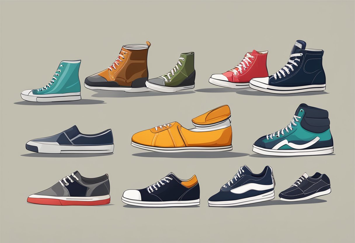 Various shoe styles beside different body shapes