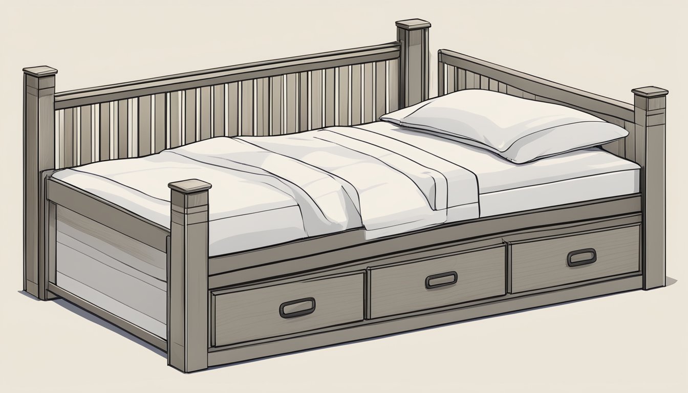 A single bed with dimensions of 39 inches wide and 75 inches long, commonly used in small bedrooms or children's rooms