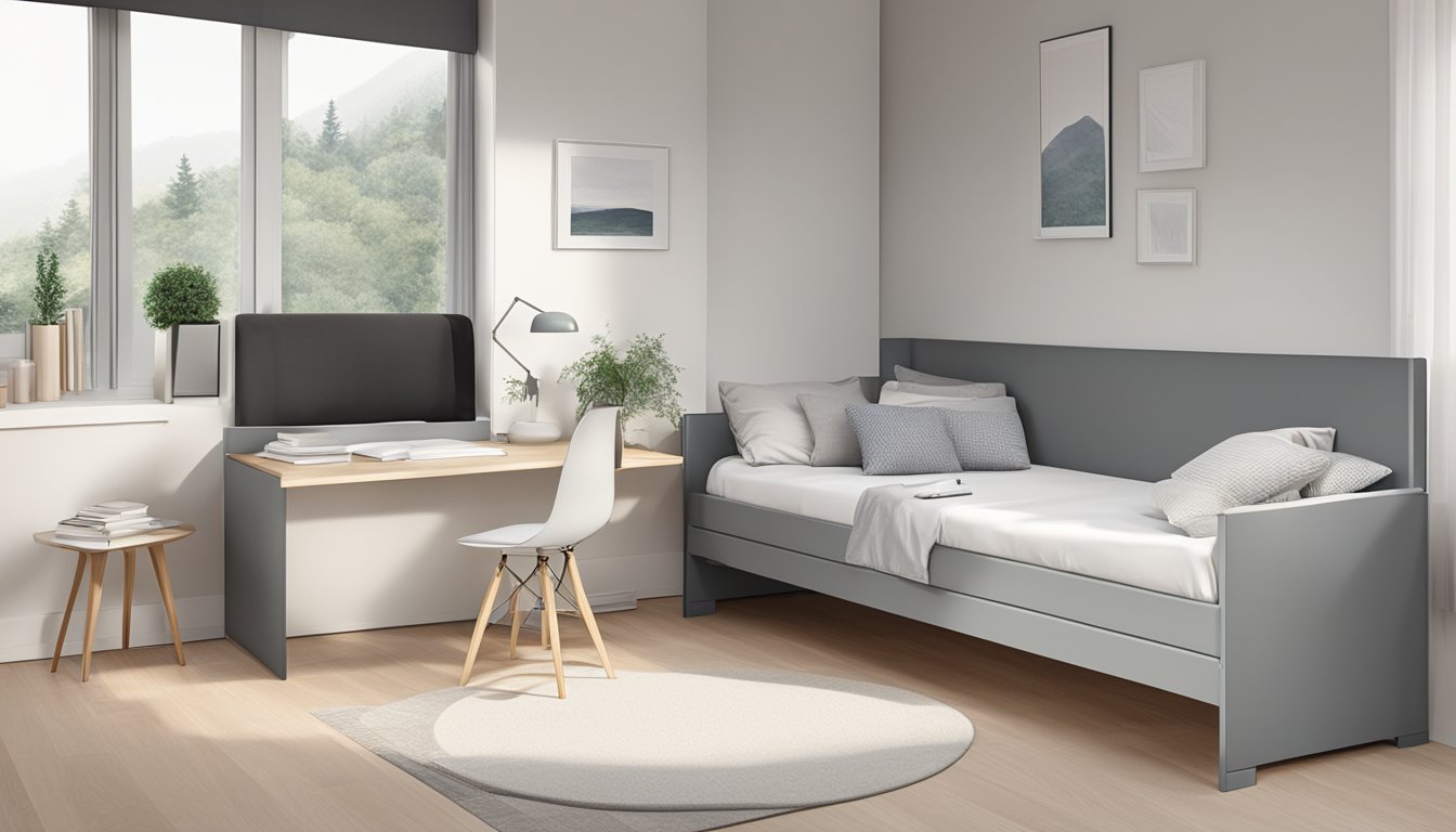 A single bed measuring 90 cm wide and 190 cm long, with a simple, clean design and a neutral color palette