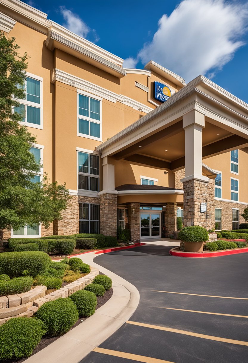 The Best Western Plus Woodway Waco South Inn & Suite, a pet-friendly mid-scale hotel in Waco, features a welcoming exterior with a spacious parking lot and well-maintained landscaping