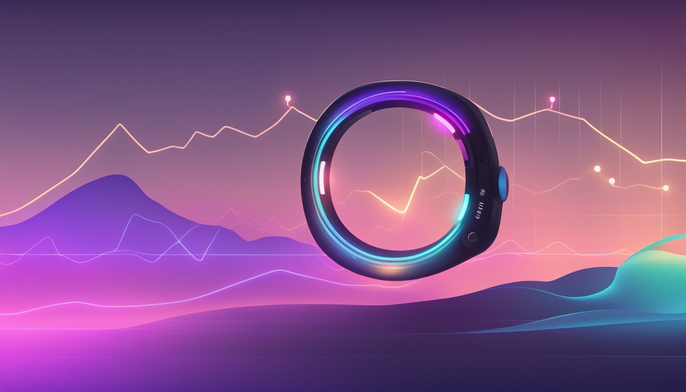 A heart rate monitor displays a steady, rhythmic pulse. The surrounding environment is calm and peaceful, with soft lighting and minimal distractions