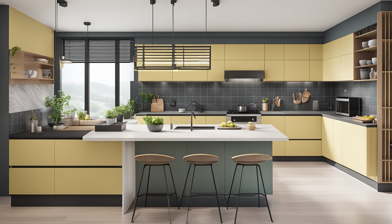A modern, spacious HDB 5-room kitchen with sleek, functional design and innovative storage solutions