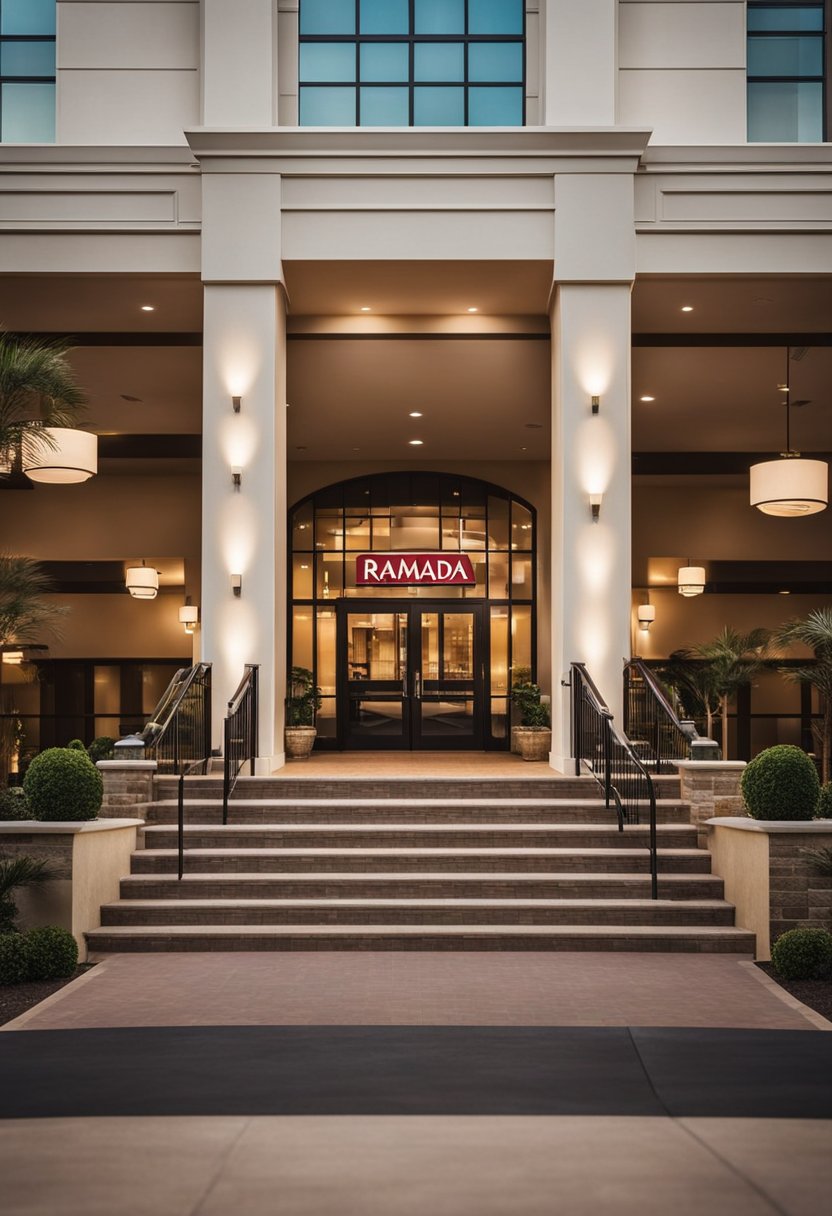 Waco's Luxury Hotel Packages 2024: The grand entrance of Ramada by Wyndham South Waco Waco, with luxurious facade and inviting atmosphere, beckons guests to indulge in the opulence of the hotel's packages