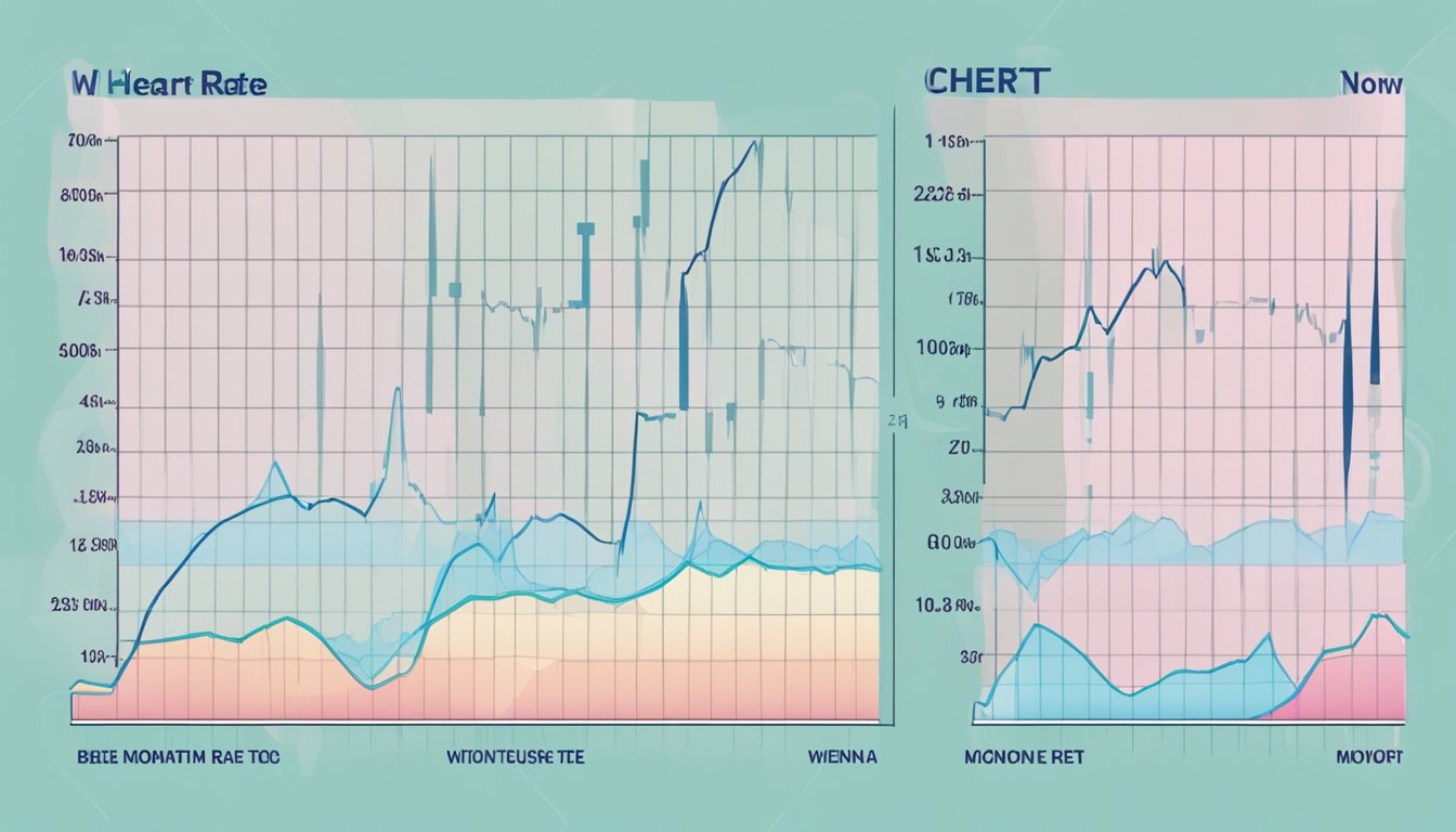 A heart rate monitor displaying a normal heart rate for women, with a chart or graph showing the range