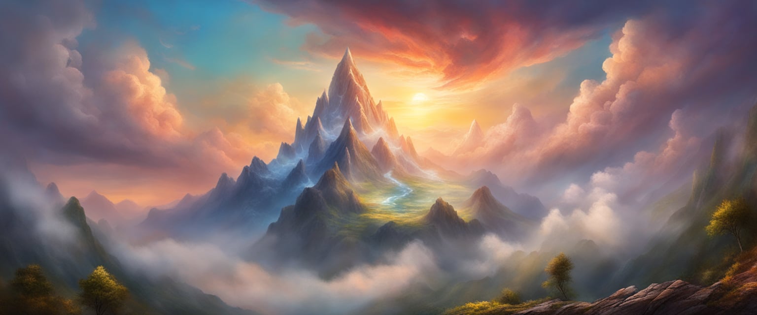 A mountain peak rising above storm clouds, symbolizing empowerment to overcome obstacles