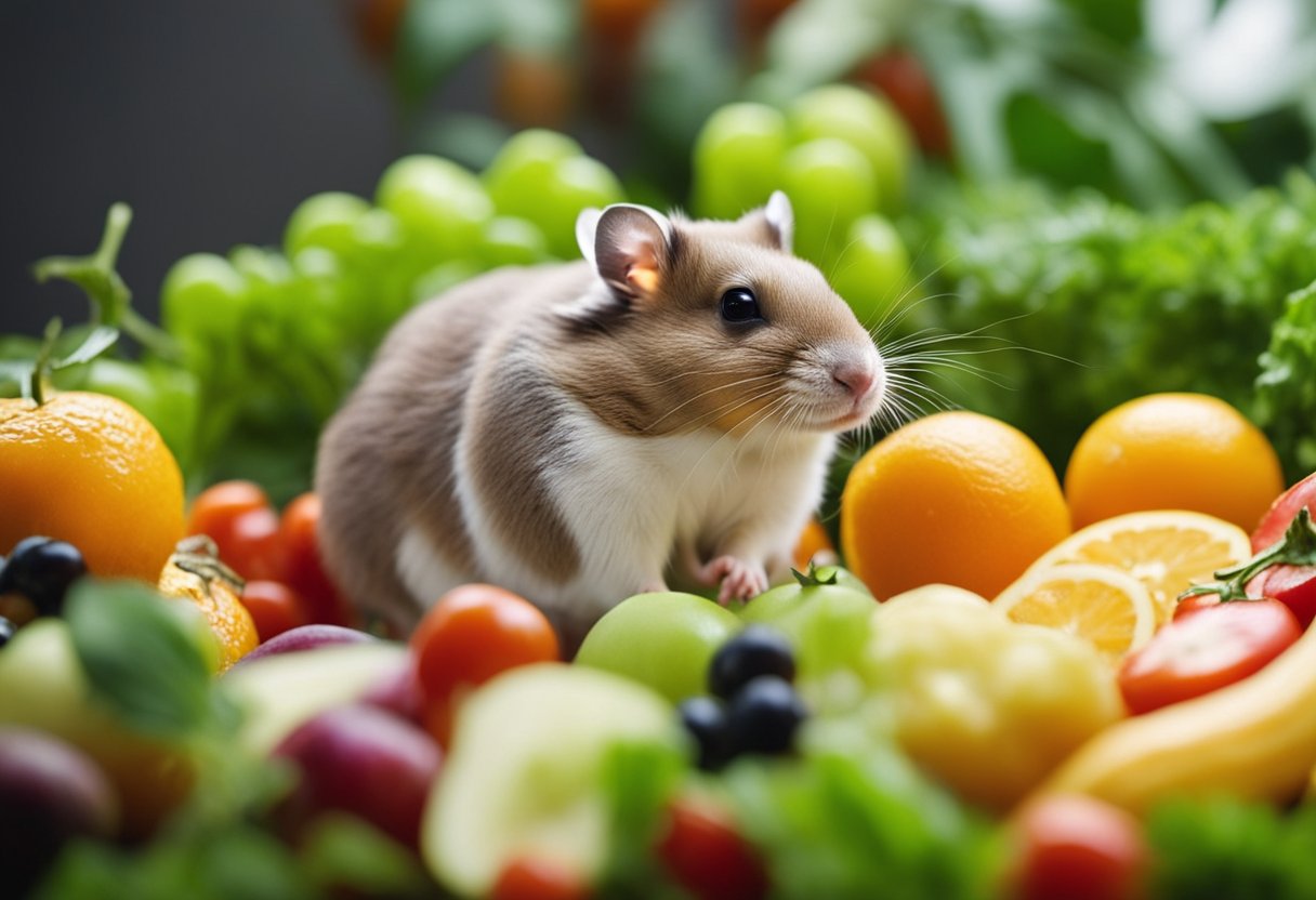 The scent of fresh fruits and vegetables lures hamsters in, as they eagerly sniff and explore the enticing aroma