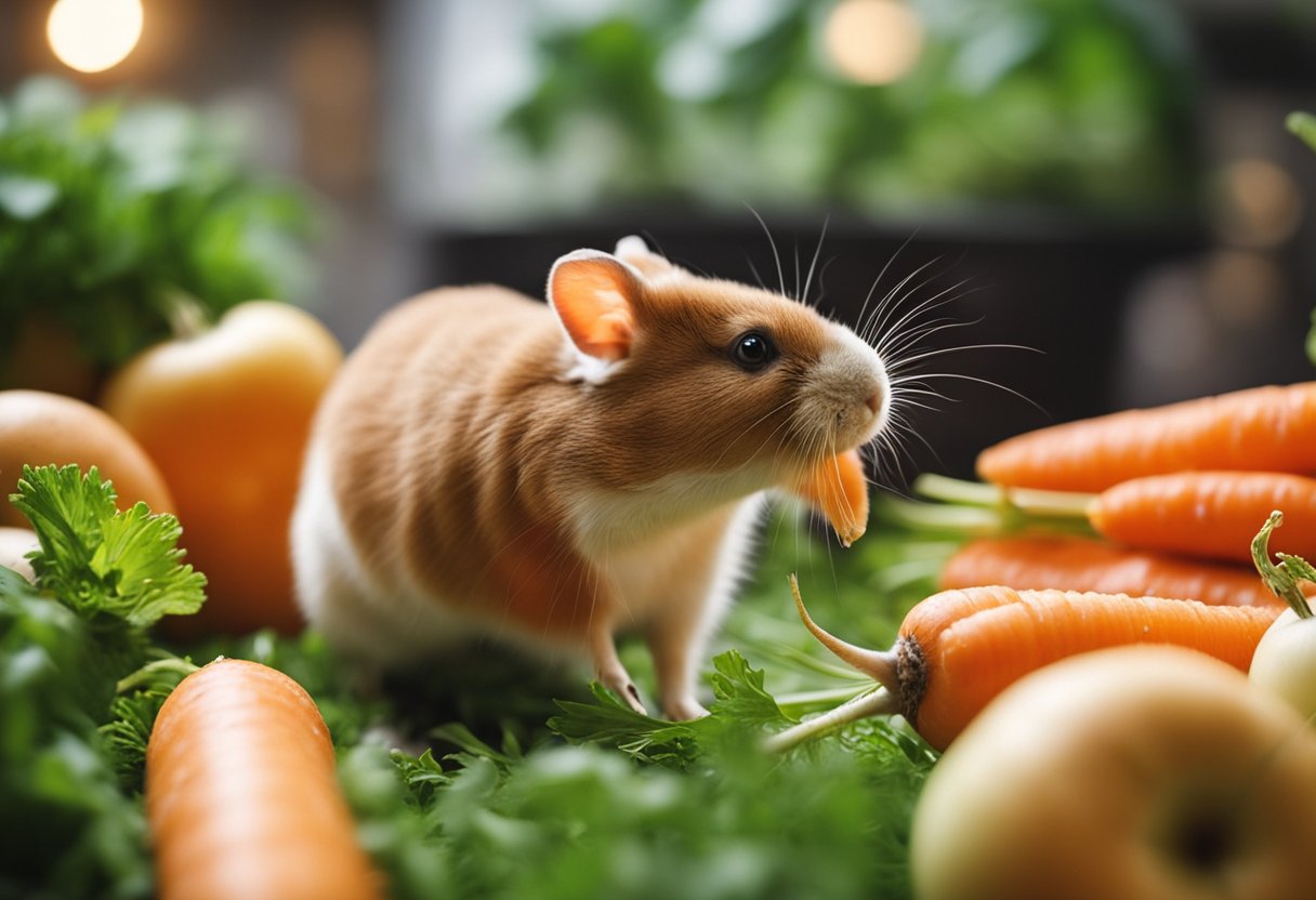 Fresh carrots and apples emit a sweet, enticing aroma, drawing hamsters towards the scent
