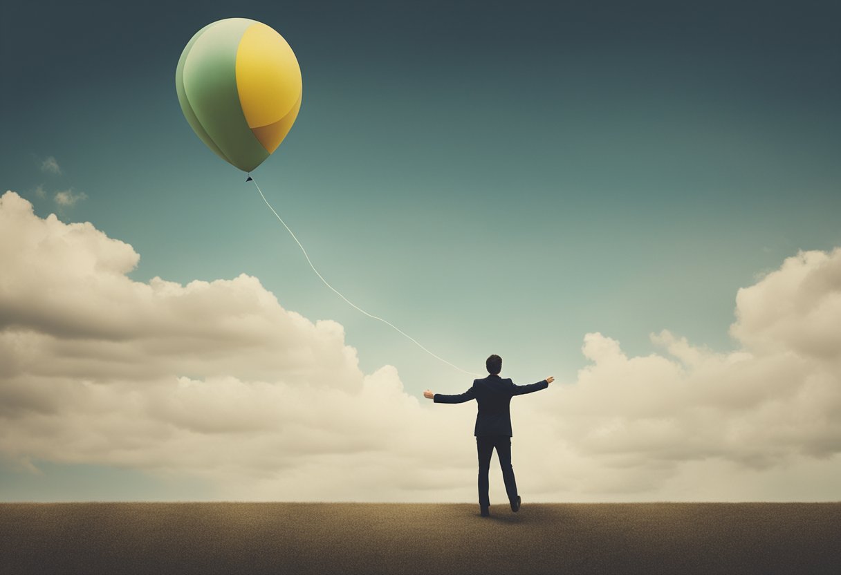 A figure releasing a balloon into the sky, symbolizing the act of letting go and moving forward after surviving cancer