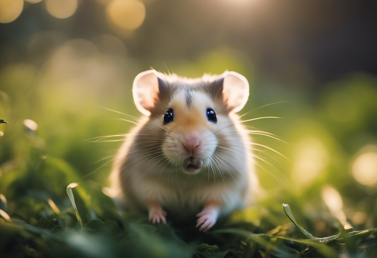 A hamster with bright eyes, perked ears, and a relaxed body posture, with a clean and well-maintained living environment