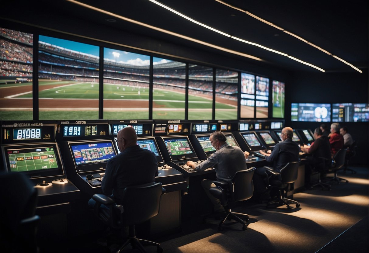 A niche sports betting scene with unique sports equipment and diverse spectators