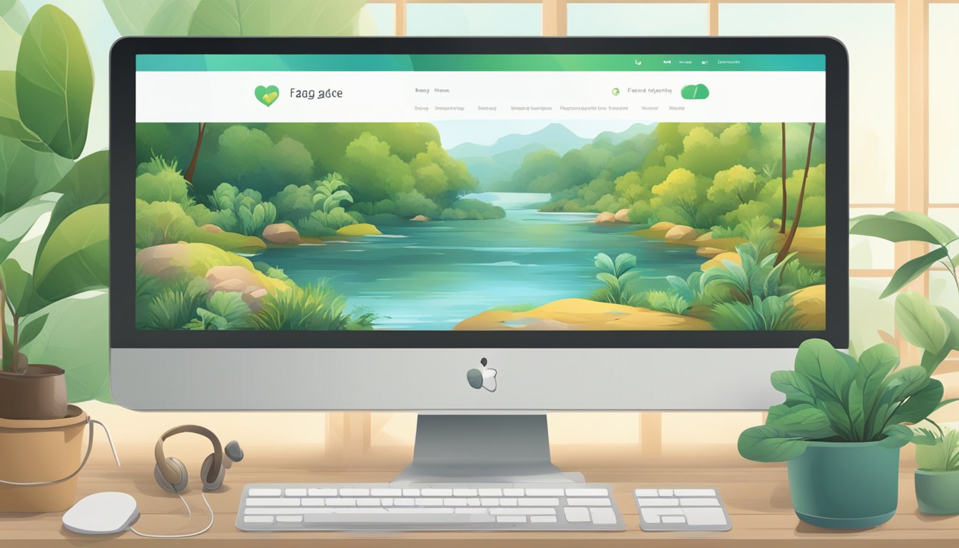 The FAQ page displays calming visuals, like nature scenes or soothing colors, to lower heart rate