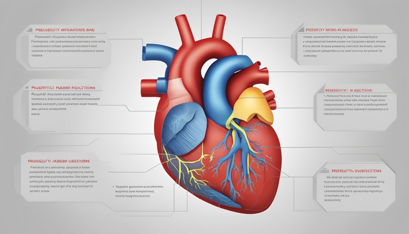 A heart with a label "Frequently Asked Questions" surrounded by a left ventricle and highlighted in red