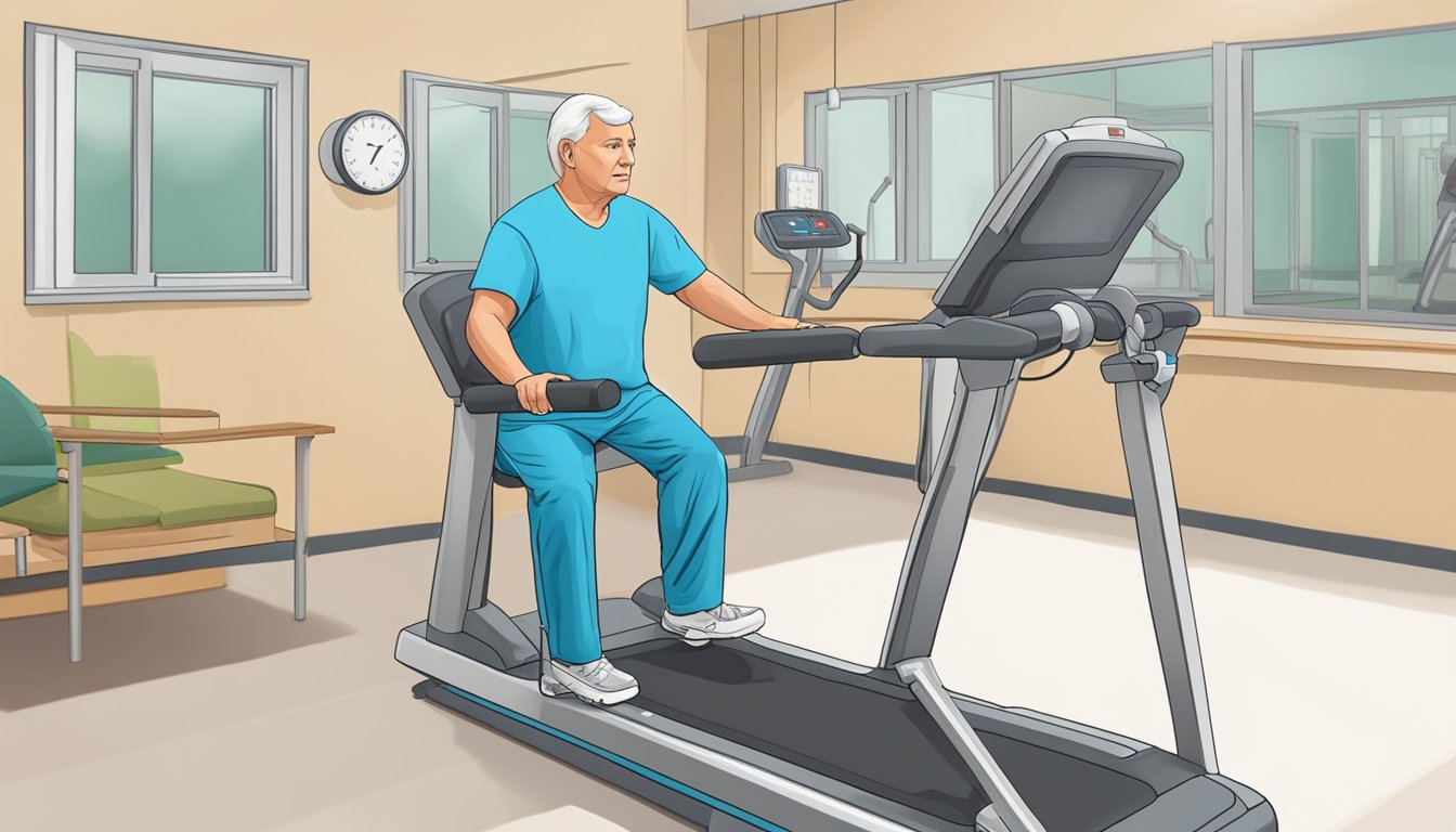 A patient begins cardiac rehab exercises post-angioplasty. They engage in light cardio and strength training under supervision