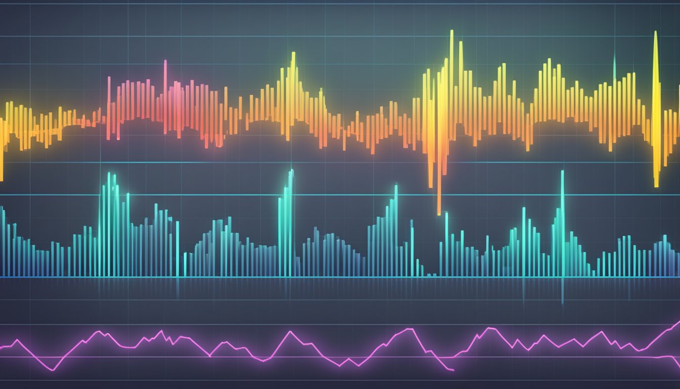 A heart rate variability monitor displays fluctuating heartbeats