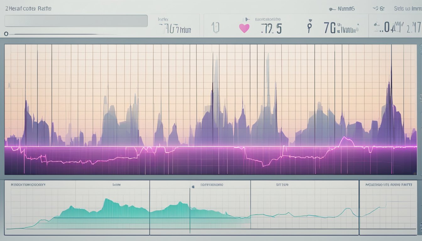 A heart rate monitor displays fluctuating patterns
