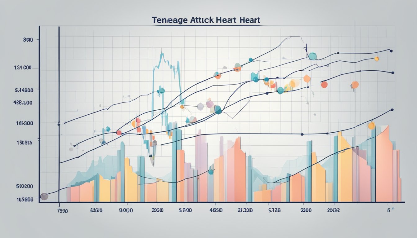 A graph displaying teenage heart attack statistics with labeled axes and a clear trend line