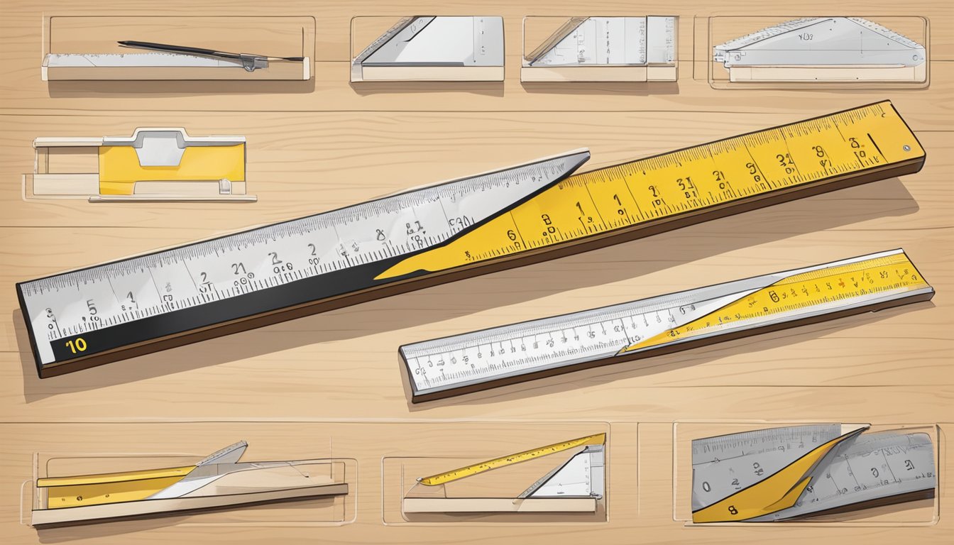 A 10-inch ruler lies on a wooden desk, with precise markings and a durable build