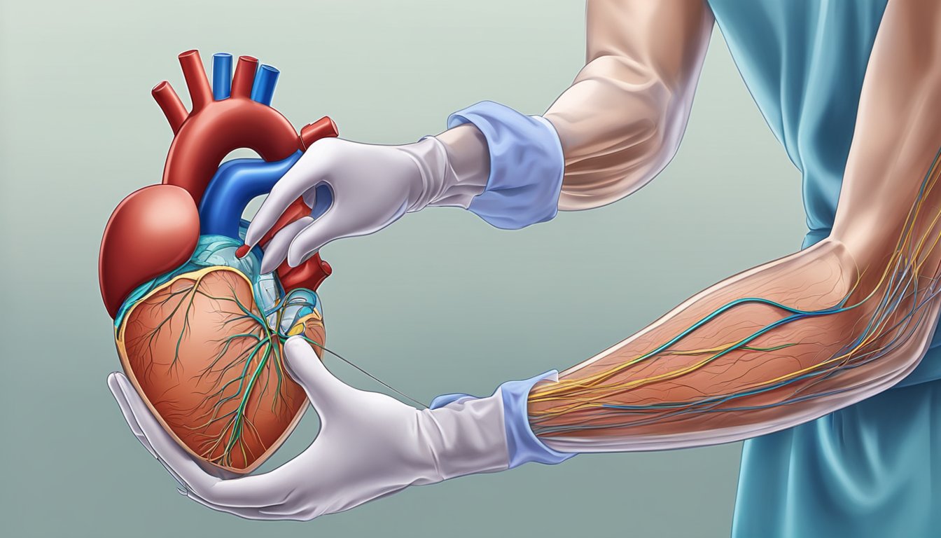 A doctor inserting a stent into a heart artery