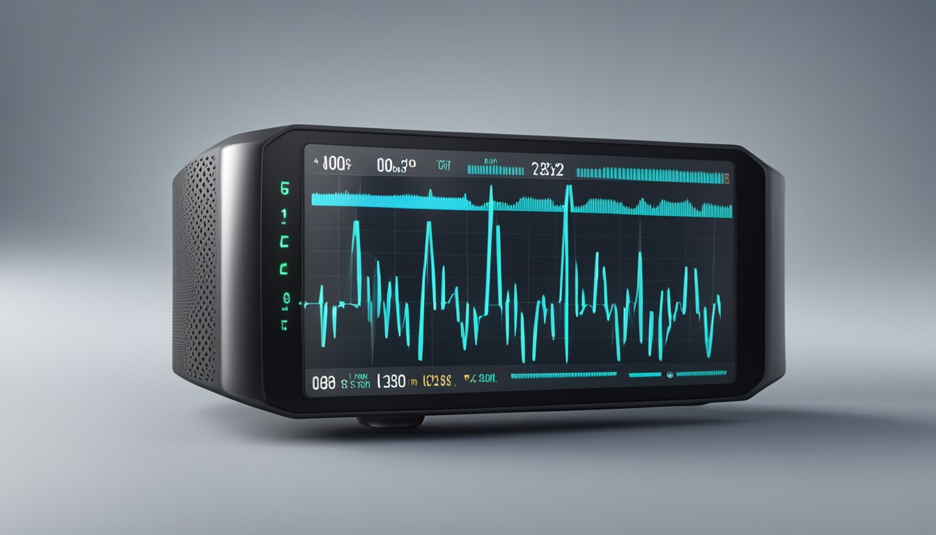 A heart rate monitor displays a steady, regular pulse