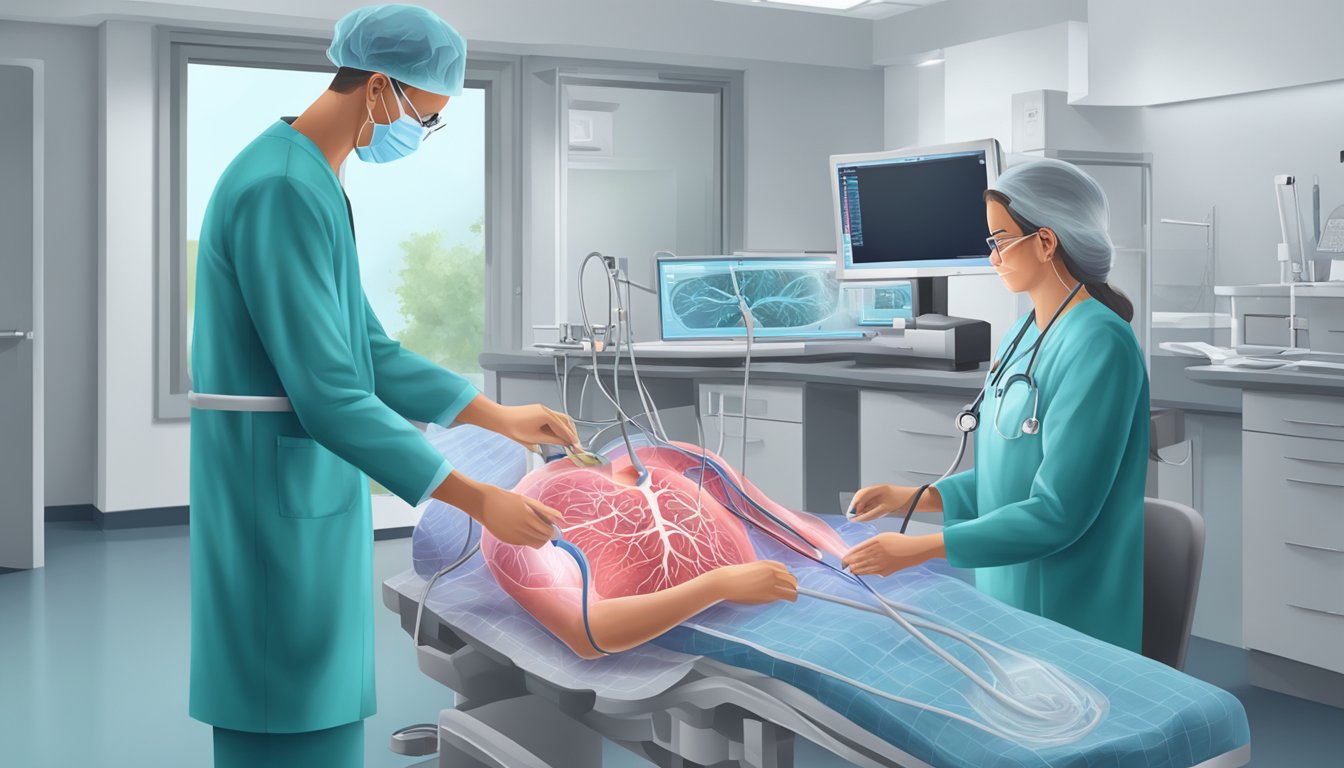 A doctor performing a coronary angiography to diagnose heart disease