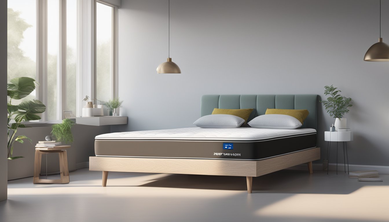 A super single mattress, measuring 107 cm x 191 cm, sits in a spacious room with minimal decor, allowing the focus to be on the mattress dimensions