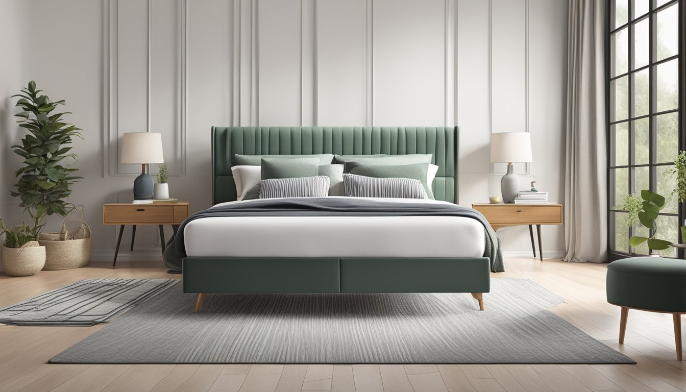 A divan bed frame with a headboard and footboard, surrounded by a clean and modern bedroom setting