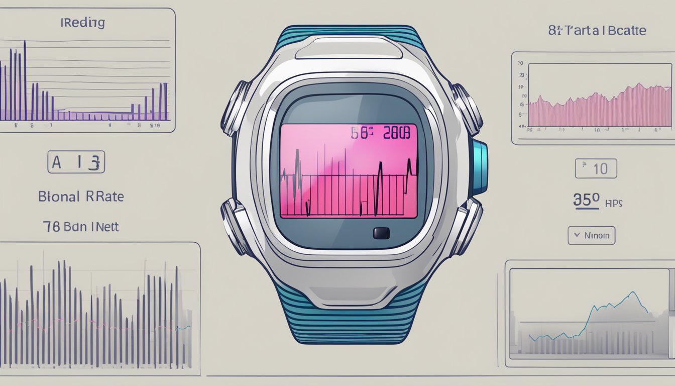 A heart rate monitor displaying a normal reading, with visible pulsations or vibrations indicating the sensation of the heart beating