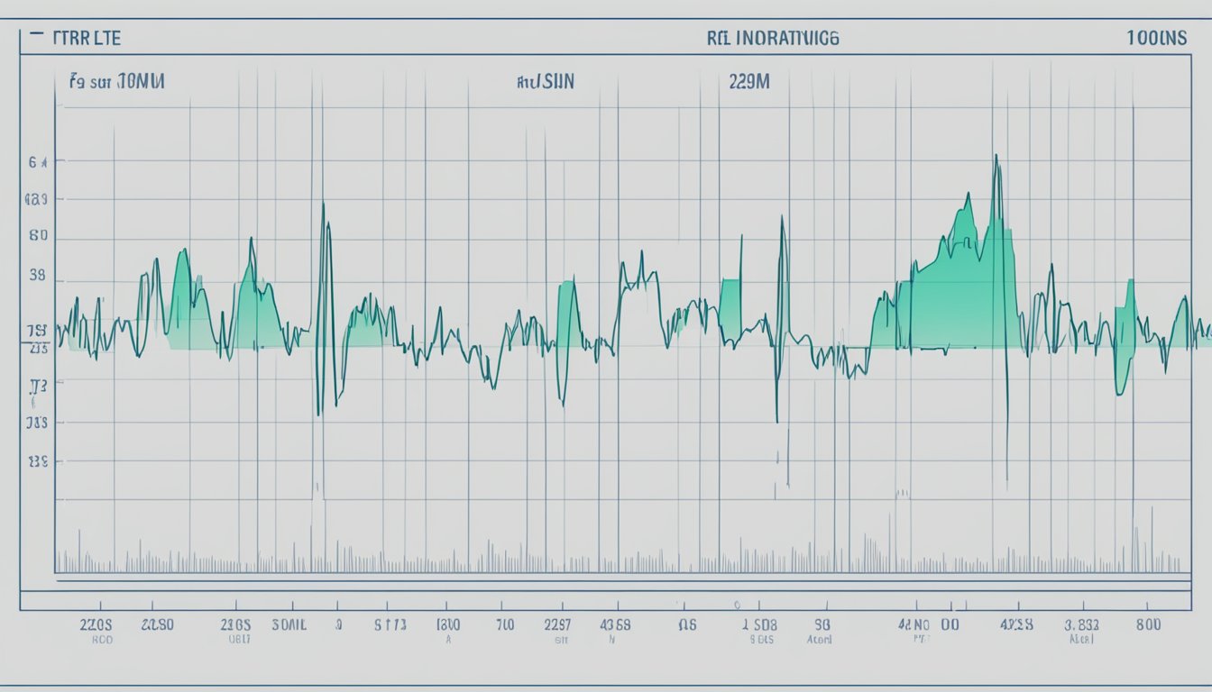 A heart rate monitor displaying a normal reading, with visible pulsing lines indicating the heartbeat