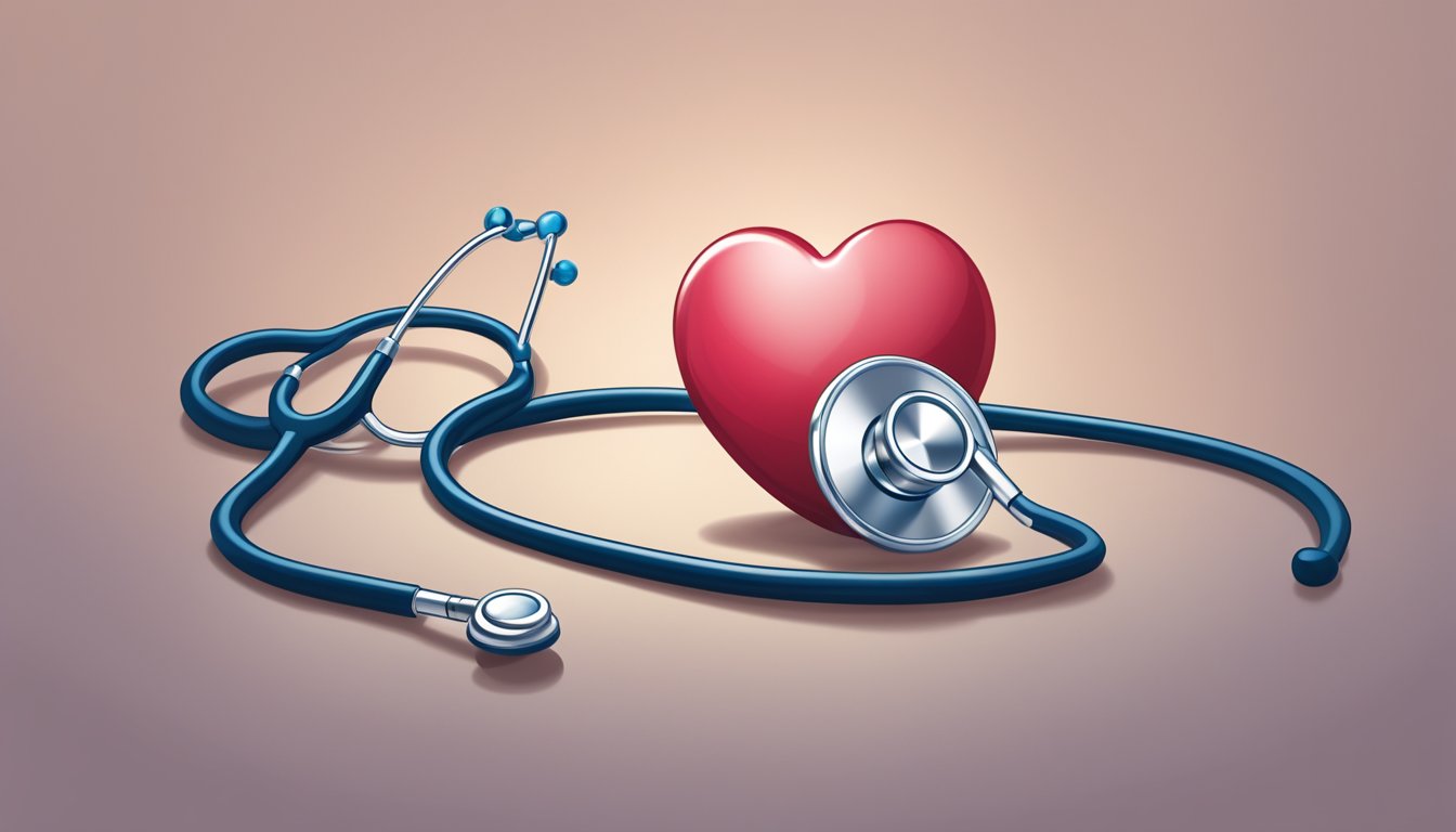 A stethoscope placed on an earlobe, with a shadow of a heart cast in the background, symbolizing the earlobe sign of heart disease