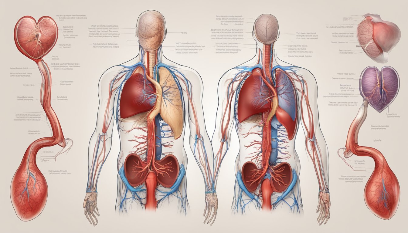 Blood flows from body to heart, then to lungs, back to heart, and finally to body again