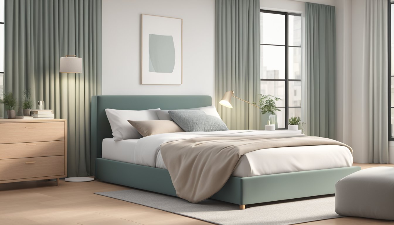 A super single mattress sits on a simple bed frame in a minimalist bedroom with clean, neutral colors and soft lighting