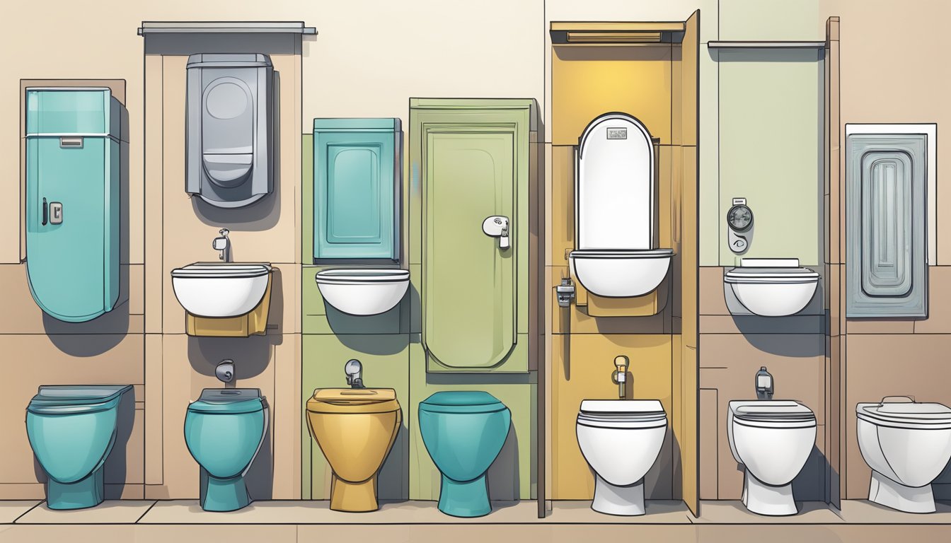 A series of HDB toilet designs, starting from the old style and progressing to the modern evolution