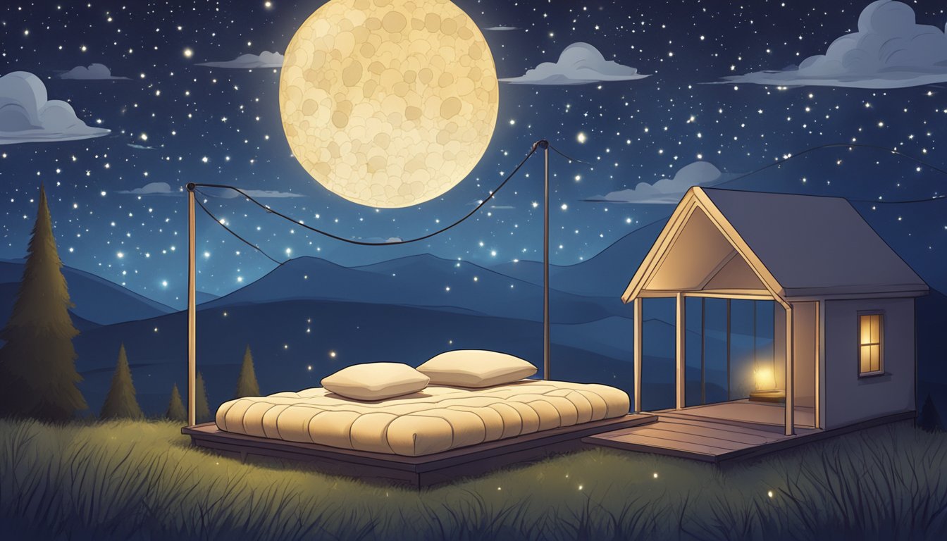 A cozy mattress under a starry night sky