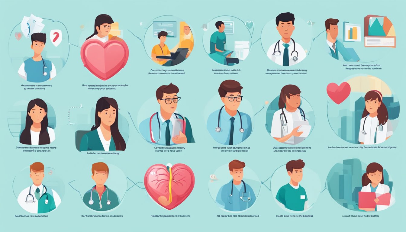 A teenager's heart attack: FAQ page, worried parents, medical charts, ambulance