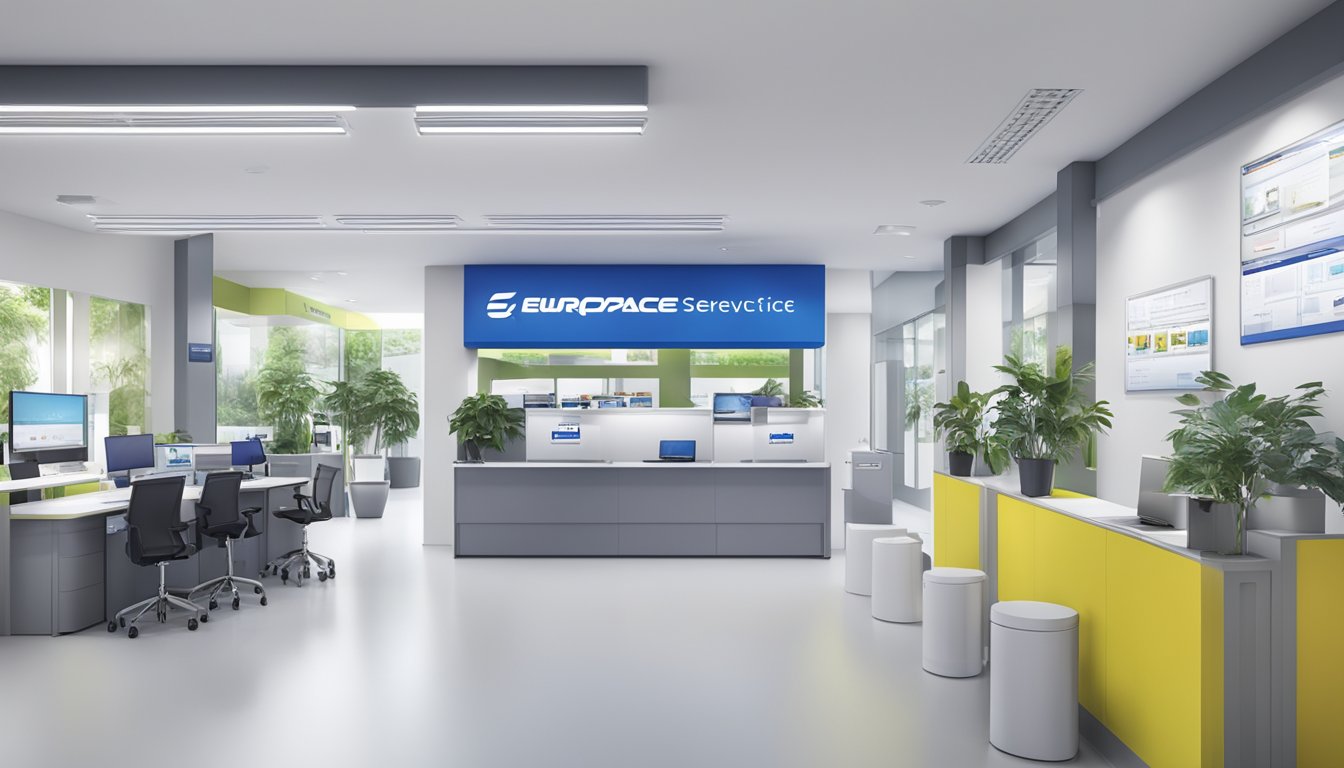 A modern, clean and organized Europace service centre in Singapore with branded signage and a professional atmosphere