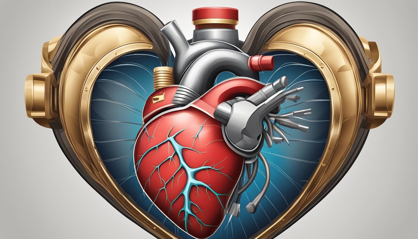 A heart with irregular rhythm, surrounded by a shield to prevent palpitations