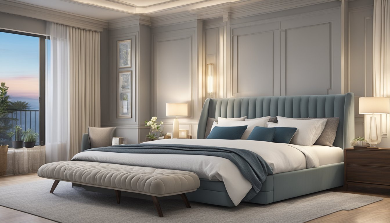 A luxurious king size mattress sits in a serene bedroom, adorned with plush pillows and soft linens, creating an inviting and comfortable sleep environment